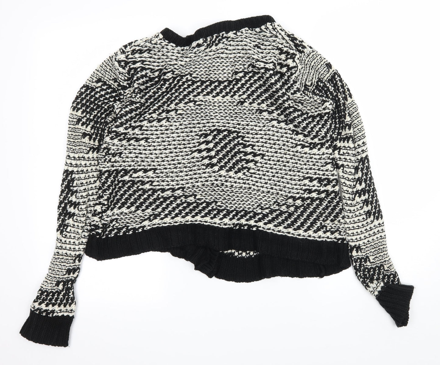 Dorothy Perkins Womens Black Geometric Knit Cardigan Jumper Size 6