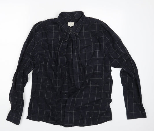 Easy Mens Beige Check   Button-Up Size L