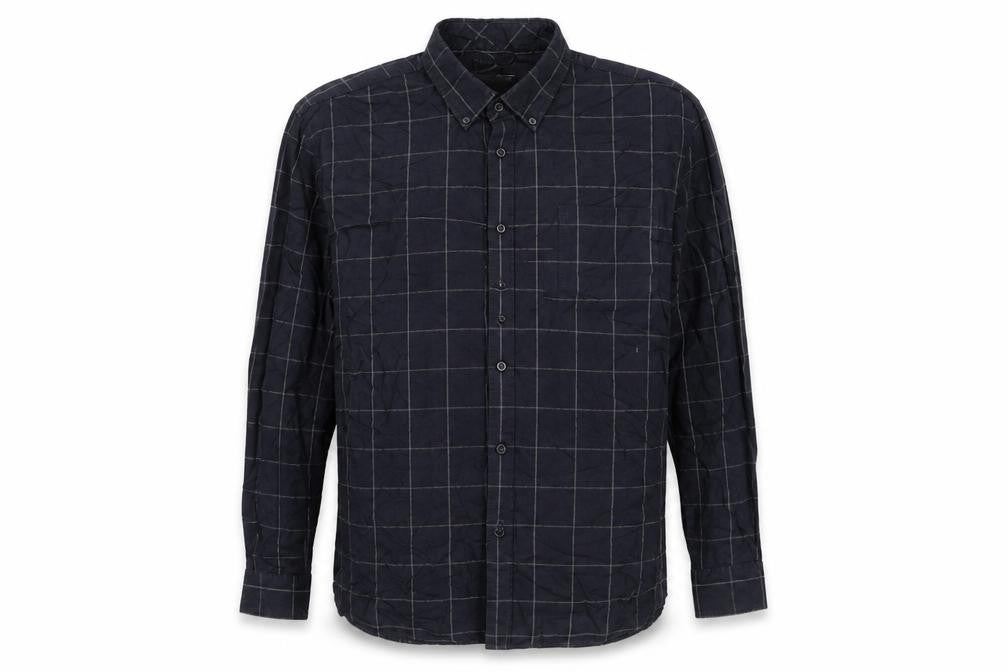 Easy Mens Beige Check   Button-Up Size L