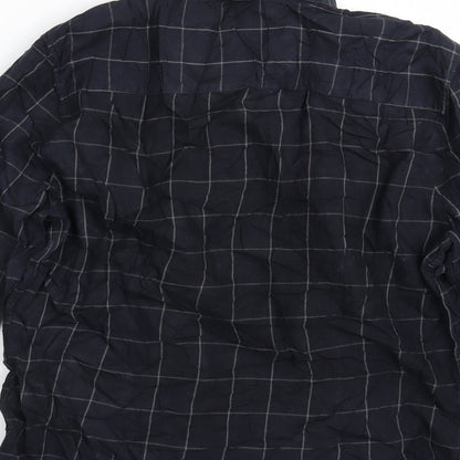 Brand and care label for Easy men’s beige check button-up, size L