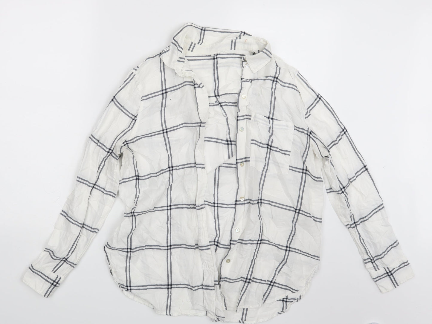 Preworn Womens White Check  Basic Button-Up One Size