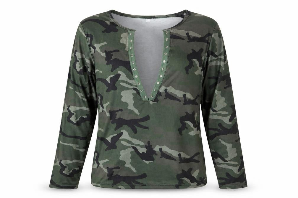 Preworn Womens Multicoloured Camouflage  Basic T-Shirt One Size