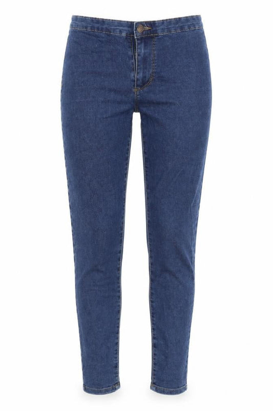 Front view of Denim & Co. women’s blue skinny jeans, size UK 8, 27-inch leg