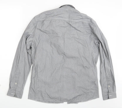 Next Mens Grey Striped   Button-Up Size L