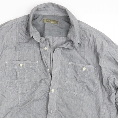 Next Mens Grey Striped   Button-Up Size L