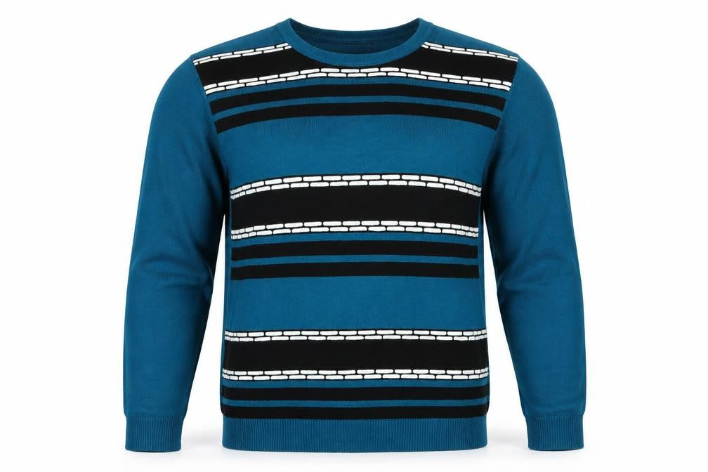 Mindflower Mens Multicoloured Striped  Pullover Sweatshirt Size M