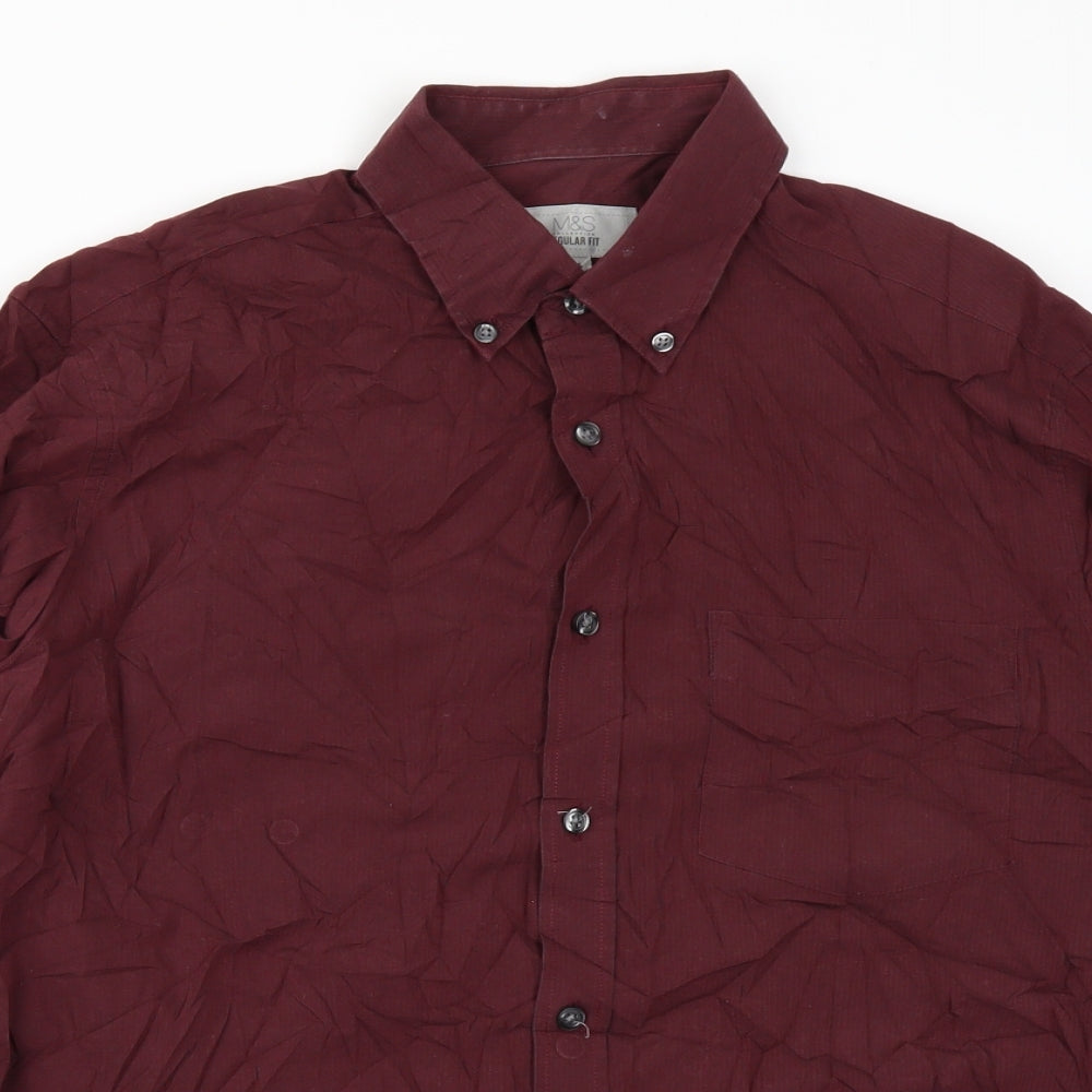 M&S Mens Purple Striped   Dress Shirt Size S
