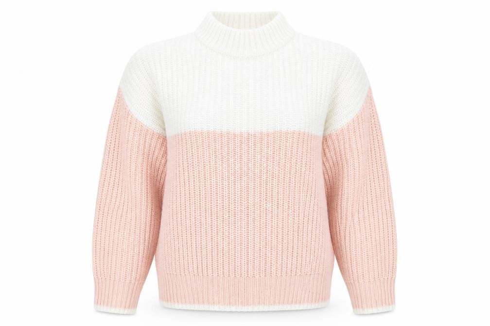 New Look Womens Pink Geometric  Pullover Jumper Size S