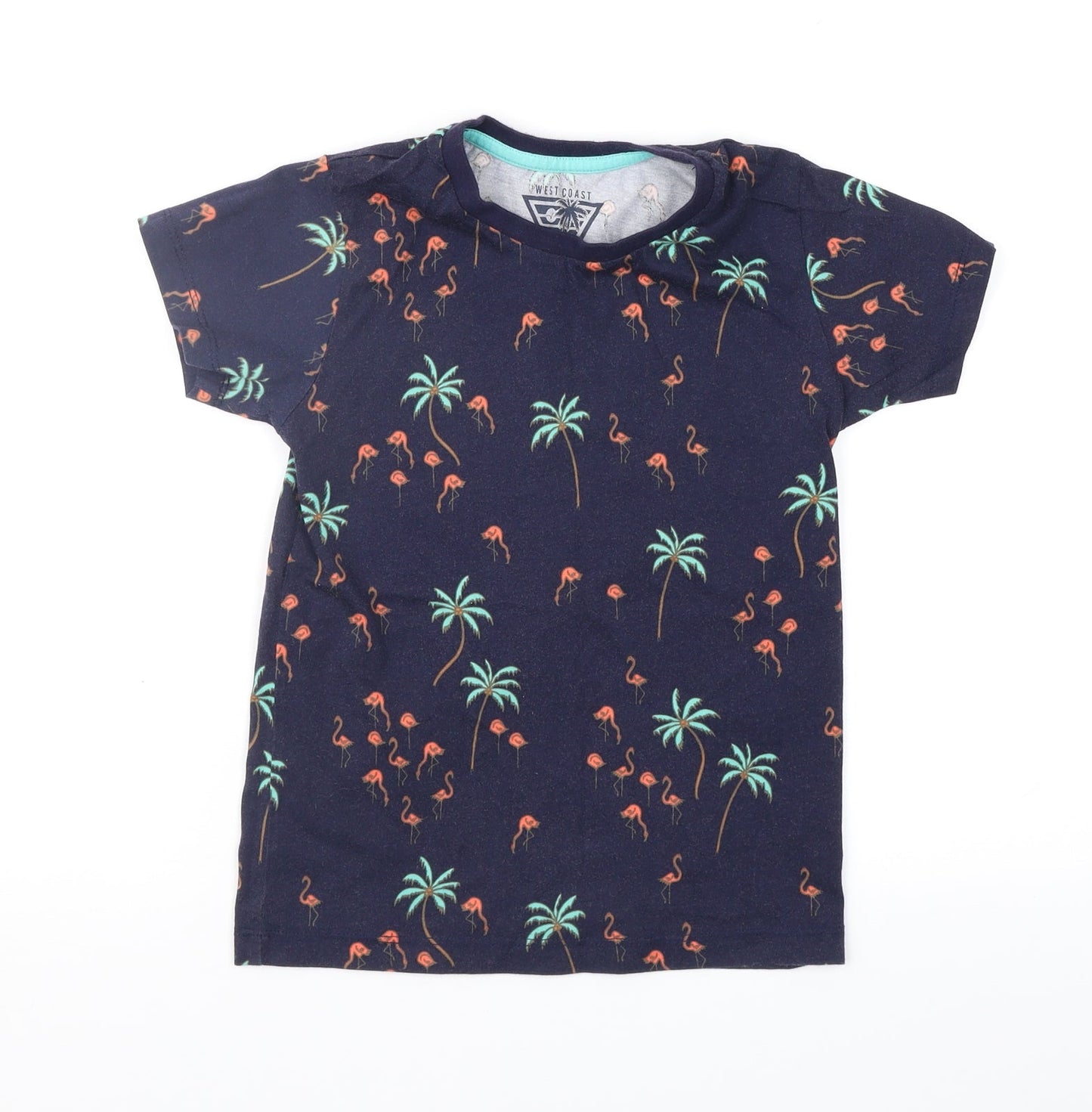 Matalan Girls Blue Geometric  Basic T-Shirt Size 7 Years