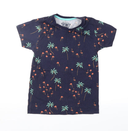 Additional front view of Matalan girls’ blue geometric basic t-shirt, size 7, years