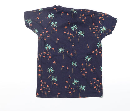 Back view of Matalan girls’ blue geometric basic t-shirt, size 7, years
