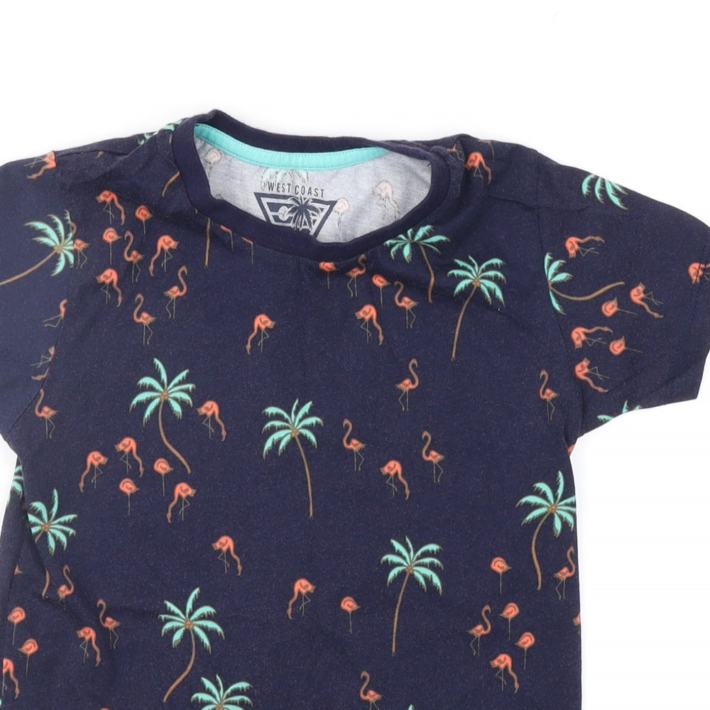 Matalan Girls Blue Geometric  Basic T-Shirt Size 7 Years