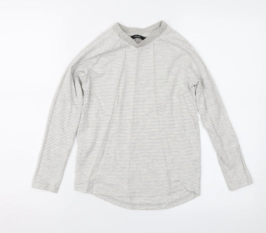 George Girls Grey Striped  Basic T-Shirt Size 9-10 Years