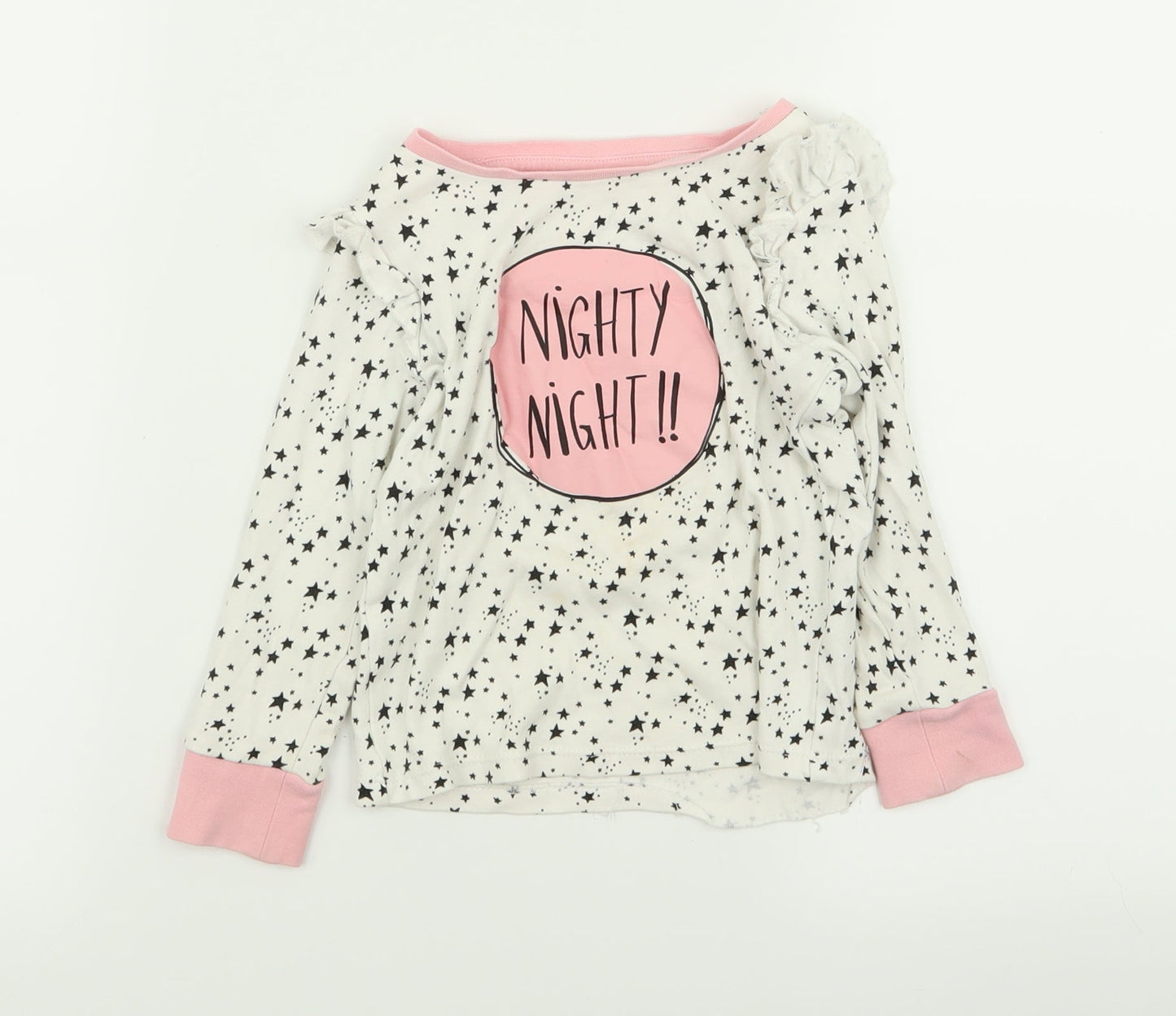 Asda George Girls White Solid  Top Pyjama Top Size 2-3 Years