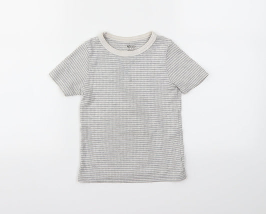 F&F Boys Grey Striped  Basic T-Shirt Size 5-6 Years