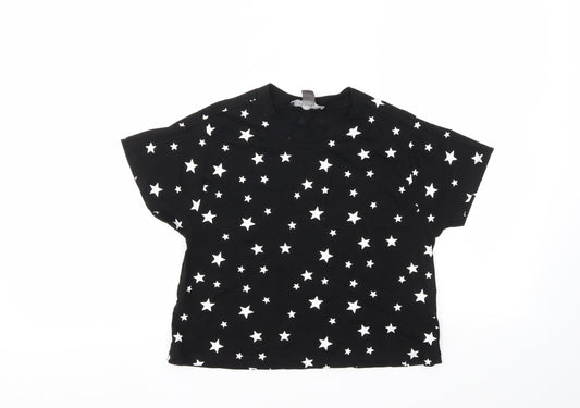Primark Girls Black Argyle/Diamond  Basic T-Shirt Size 2XS