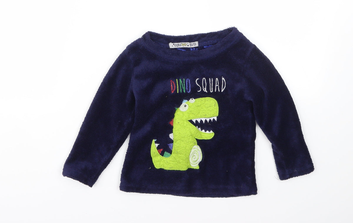 Additional front view of Chill Out girls’ blue animal print basic t-shirt, size 2-3, years