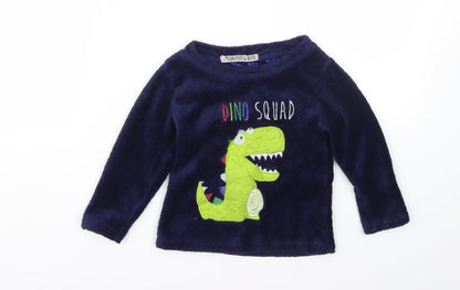 Additional front view of Chill Out girls’ blue animal print basic t-shirt, size 2-3, years