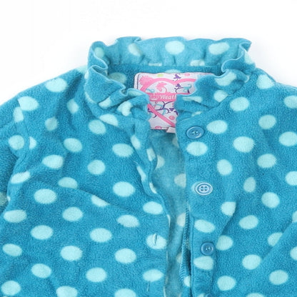Close-up detail of Weatherproof girls’ blue polka dot basic jacket jacket, size 18, months