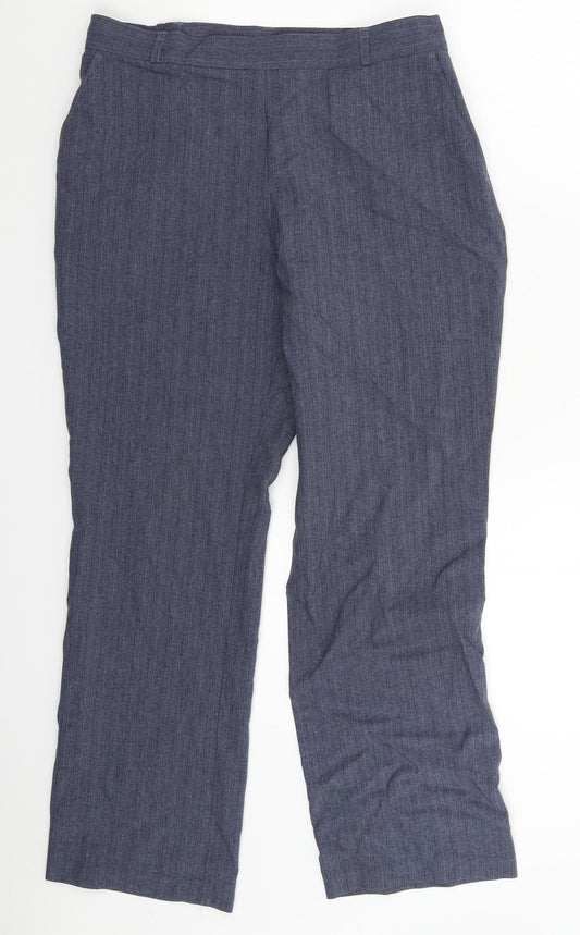 Marks and Spencer Womens Blue Striped  Dress Pants Trousers Size 12 L29 in