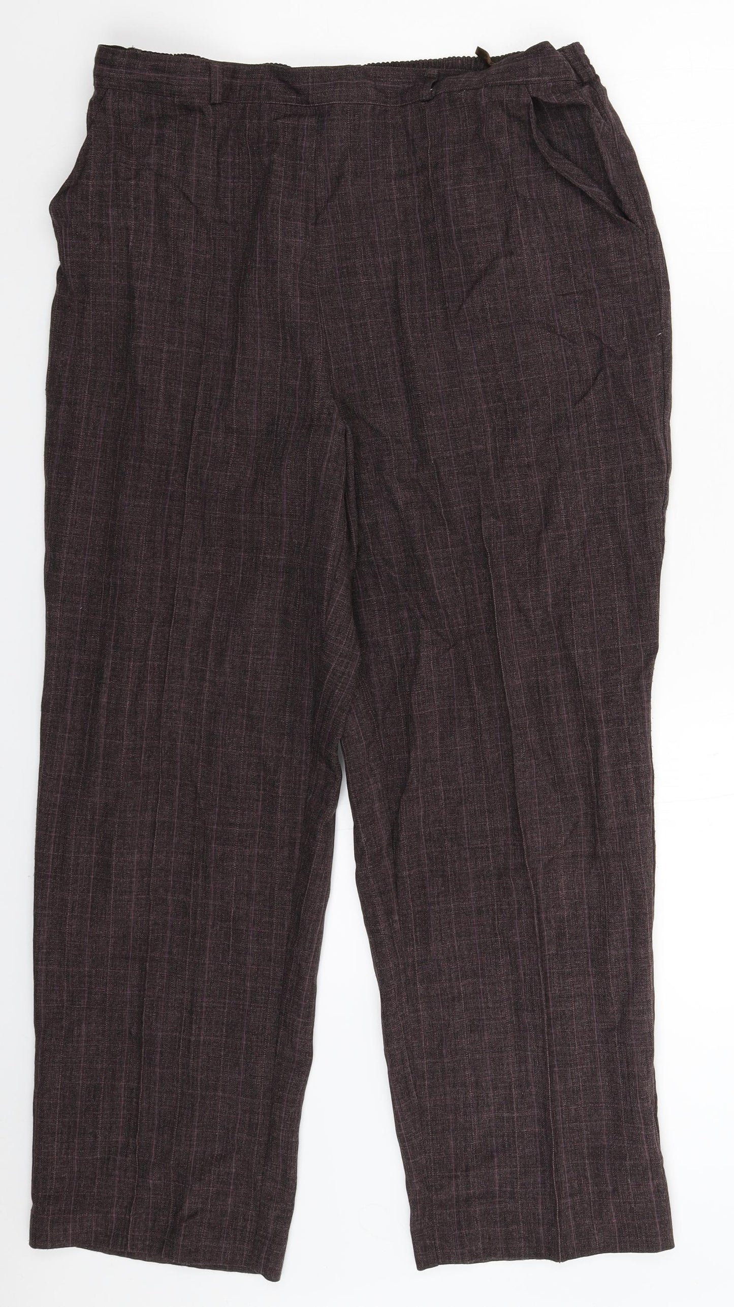 BM Womens Grey Check  Trousers  Size 16 L29 in
