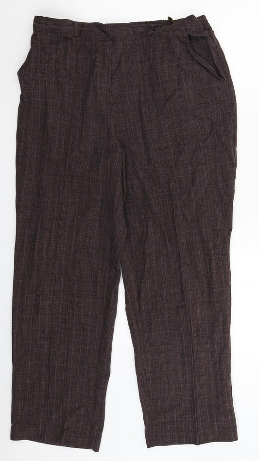 BM Womens Grey Check  Trousers  Size 16 L29 in