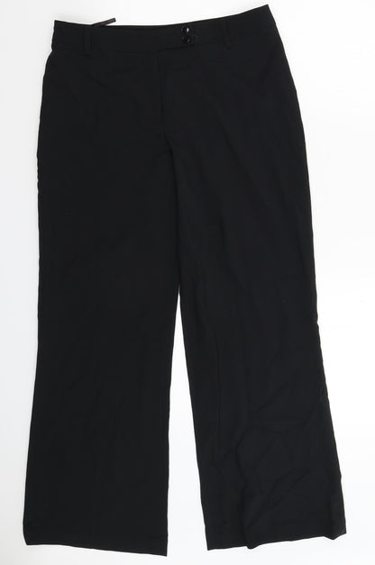 Additional front view of E-vie women’s black trousers, size UK 12, 30-inch leg