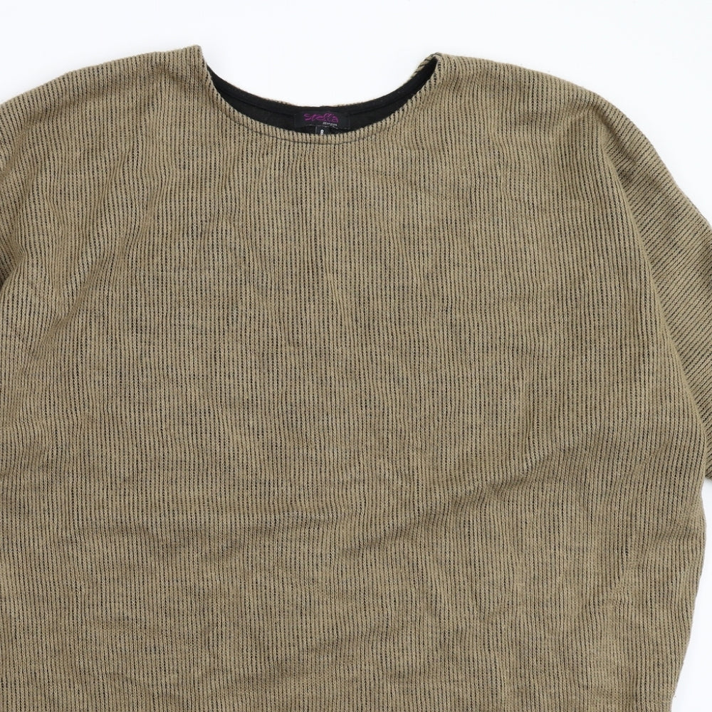 Stella Morgan Womens Beige Striped Knit Pullover Jumper Size 8  - Oversized