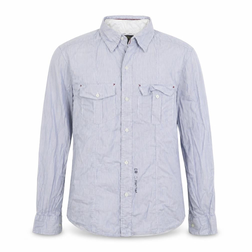 Numero Uno Womens Blue Striped  Basic Button-Up Size L