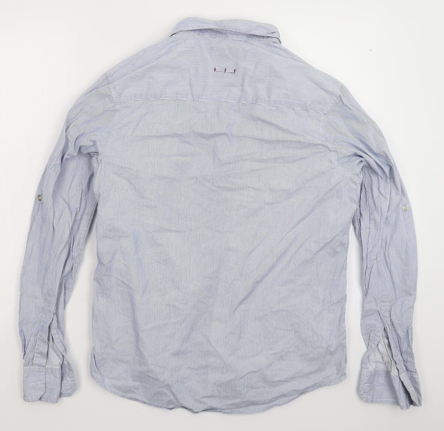 Numero Uno Womens Blue Striped  Basic Button-Up Size L