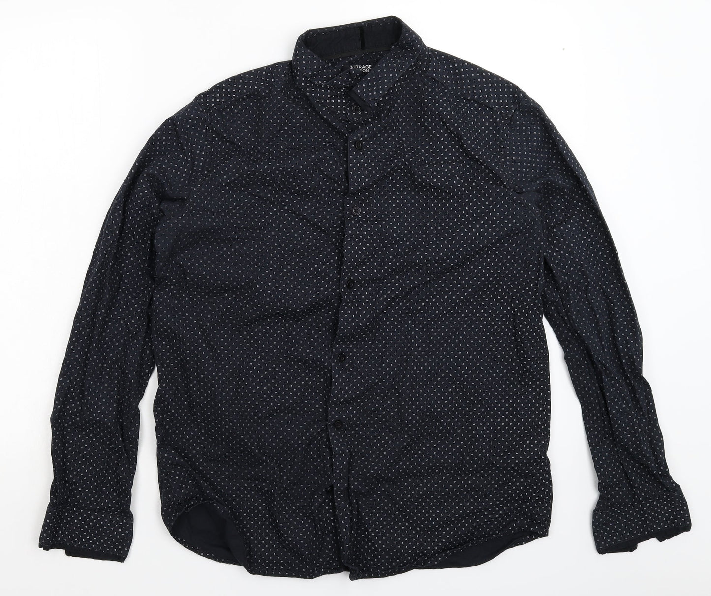 Outrage Mens Black    Button-Up Size L