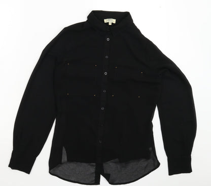 Additional front view of Papaya women’s black basic button-up, size UK 10