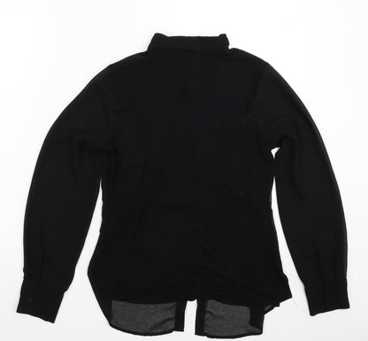 Back view of Papaya women’s black basic button-up, size UK 10