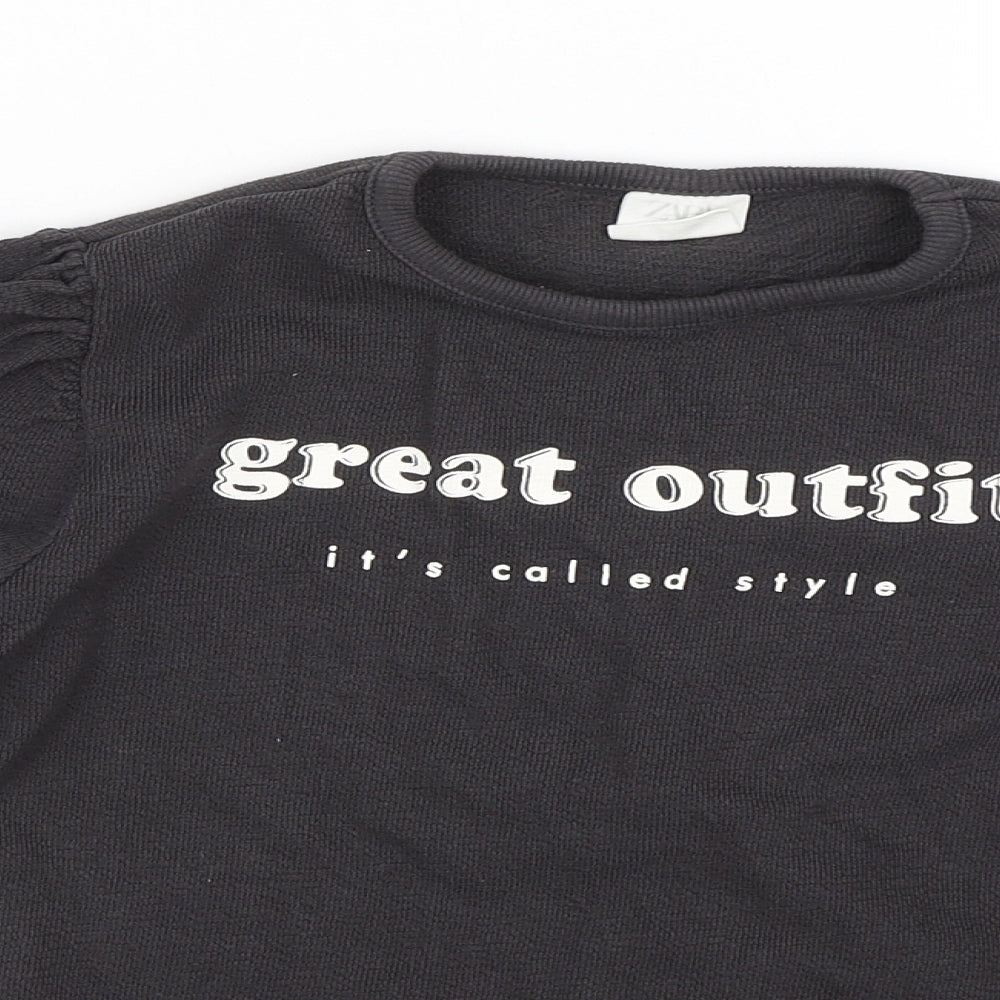 Zara Girls Black   Basic T-Shirt Size 8 Years