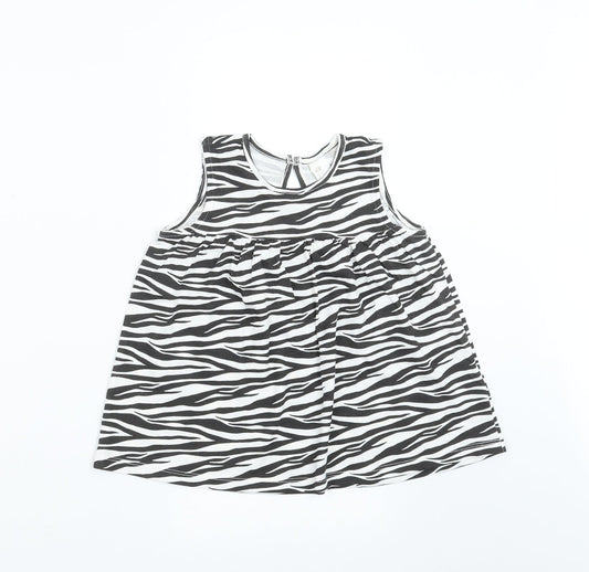 H&M Girls Black Animal Print  Basic T-Shirt Size 2-3 Years