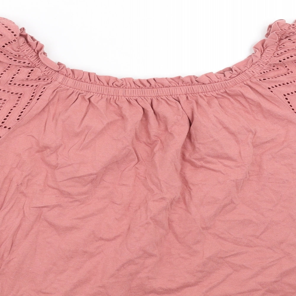 Primark Womens Pink   Basic Blouse Size L  - crochet detail