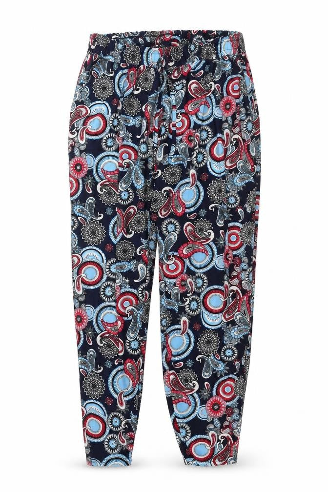 Preworn Girls Blue Paisley  Pedal Pusher Trousers Size 3XL
