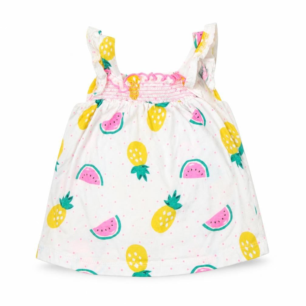 Preworn Girls White   Basic Blouse Size 3-6 Months  - Pineapple