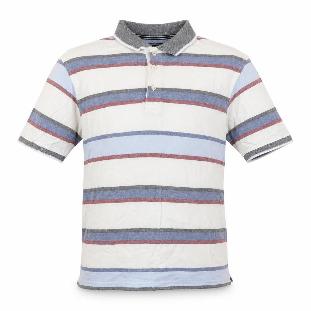 Maine New England Mens Blue Striped Polo Size S