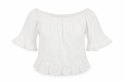 Front view of Papaya women’s white basic blouse, size L
