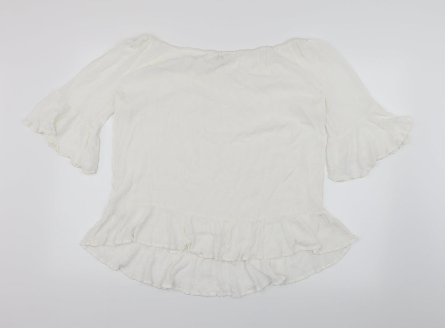 Papaya Womens White   Basic Blouse Size L