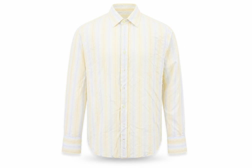 Full Circle Mens Beige Striped   Button-Up Size M