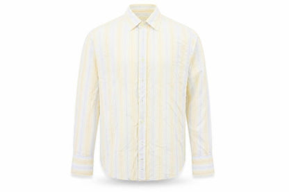 Full Circle Mens Beige Striped   Button-Up Size M
