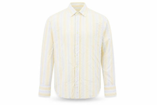 Full Circle Mens Beige Striped   Button-Up Size M