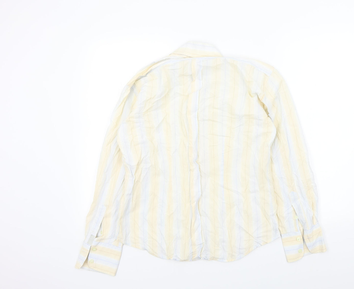 Full Circle Mens Beige Striped   Button-Up Size M