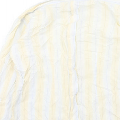 Full Circle Mens Beige Striped   Button-Up Size M