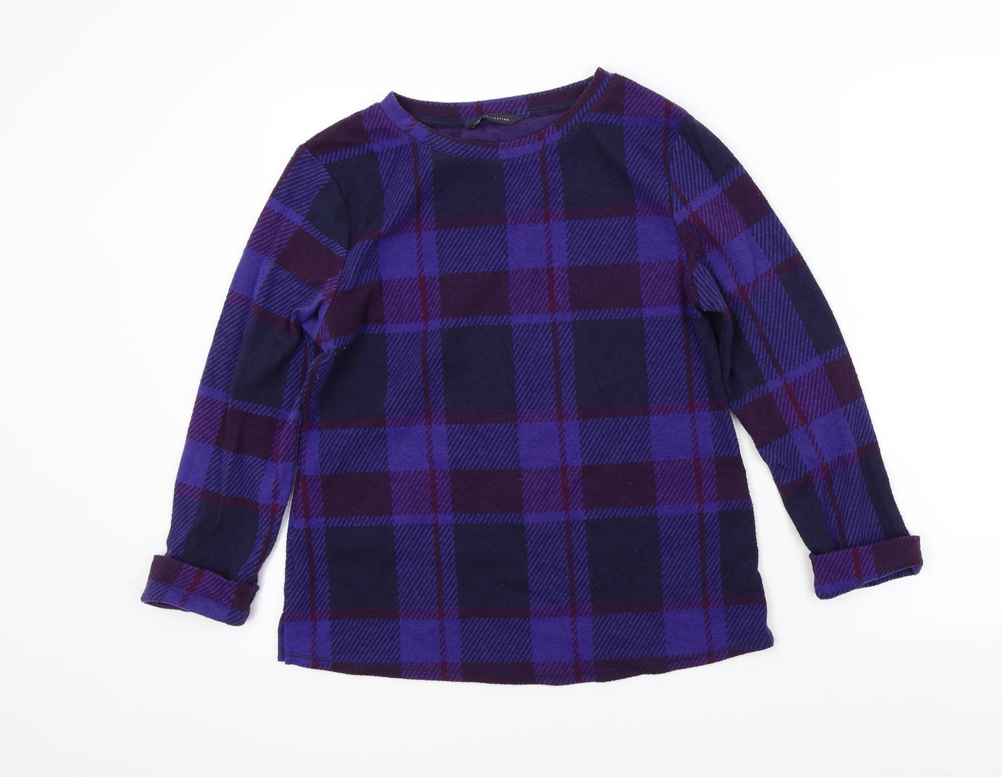 M&S Womens Purple Check  Pullover Jumper Size 10