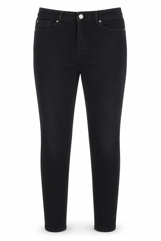 Front view of Denim Co women’s black skinny jeans, size UK 14, 27.5-inch leg