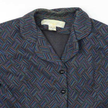 Close-up detail of fashion post women’s grey jacket blazer, size UK 16
