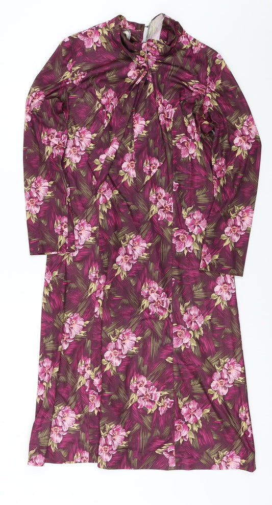 Preworn  Womens Purple Floral  A-Line  Size 14